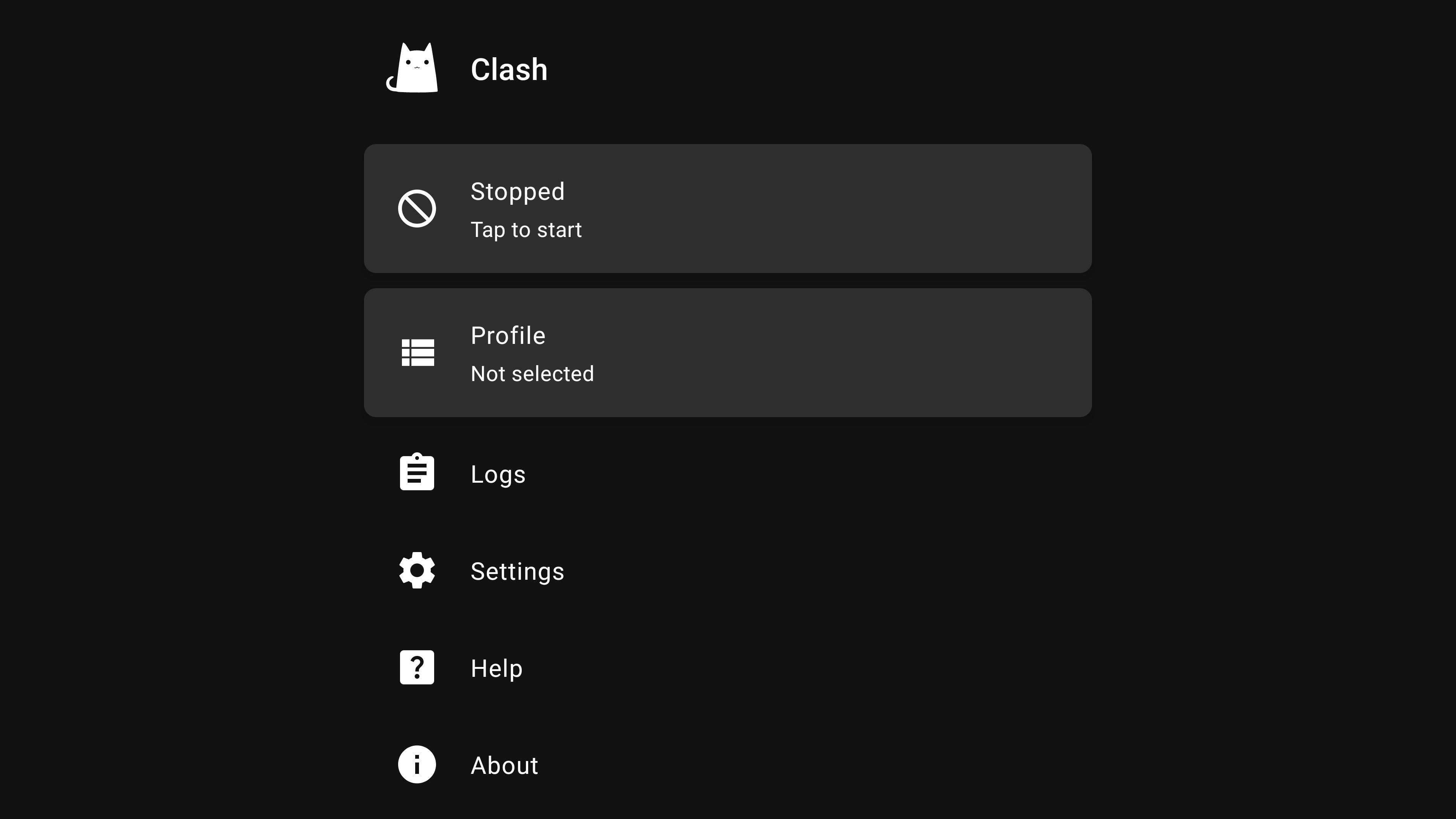 Clash for Android interface