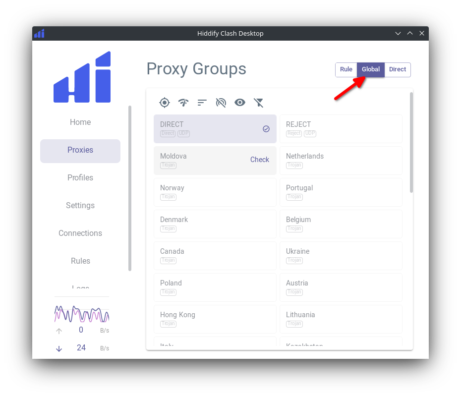 Application operating mode selection