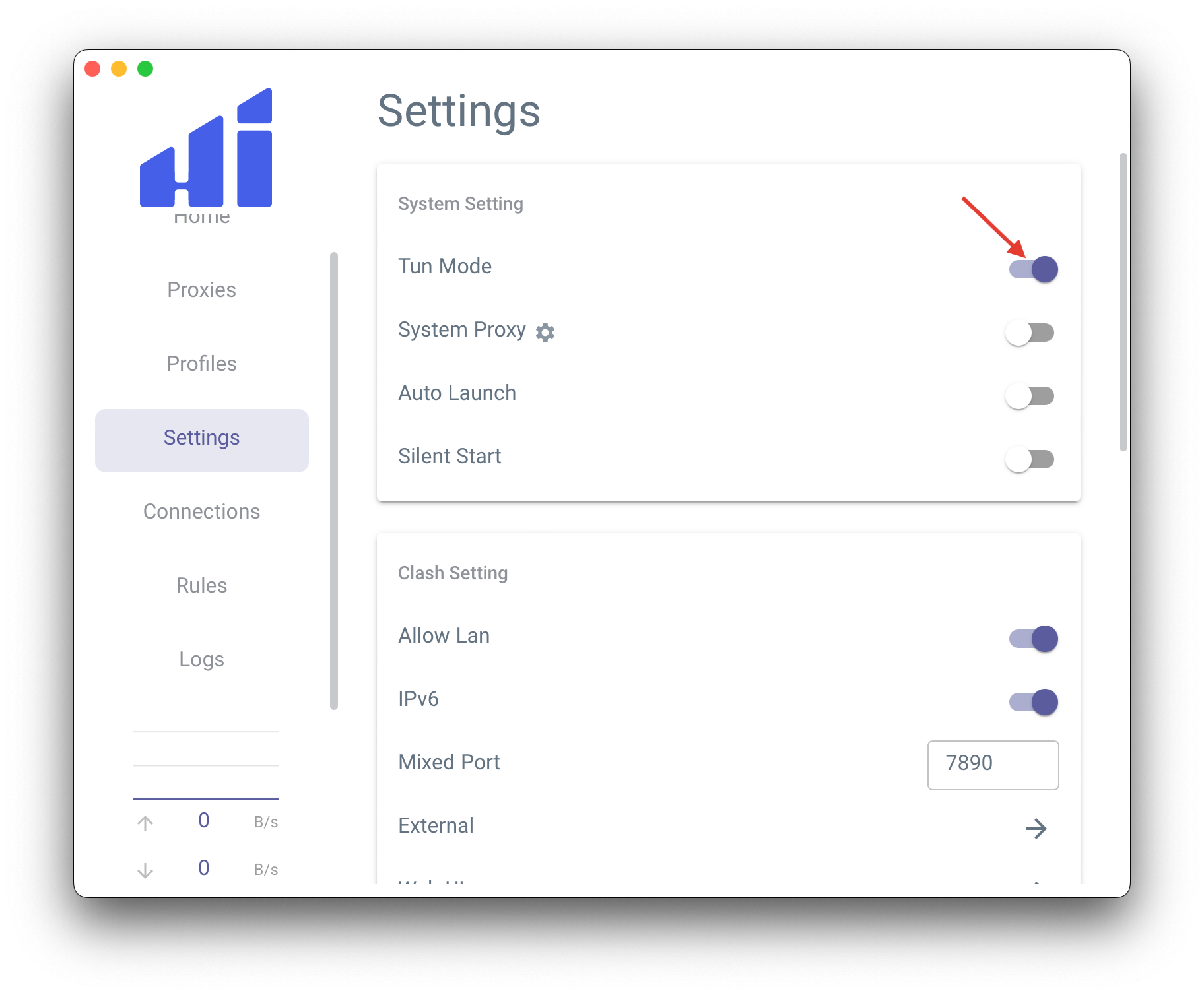 Hiddify Clash Desktop application settings